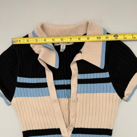 Urban Outfitters Juniper Sweater Shorts Romper Color Block Preppy Academia Small - Picture 6 of 11